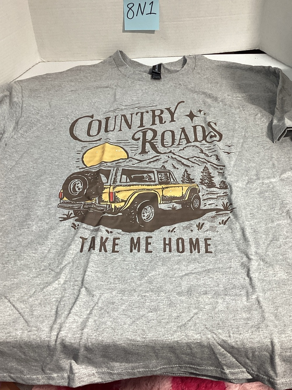 Gildan Gray Tee with Yellow Truck Graphic